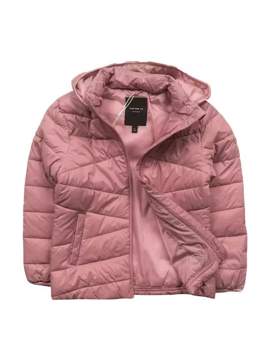 Down Jacket Kids Quilted Long Coat with Lining & Hood Pink
