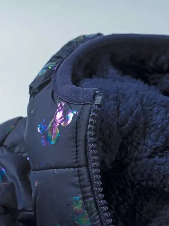 Kinder Steppjacke Kurz mit Futter & Kapuze Blau