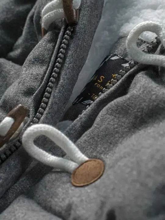 Παιδικό Casual Μπουφάν Μακρύ με Κουκούλα Γκρι