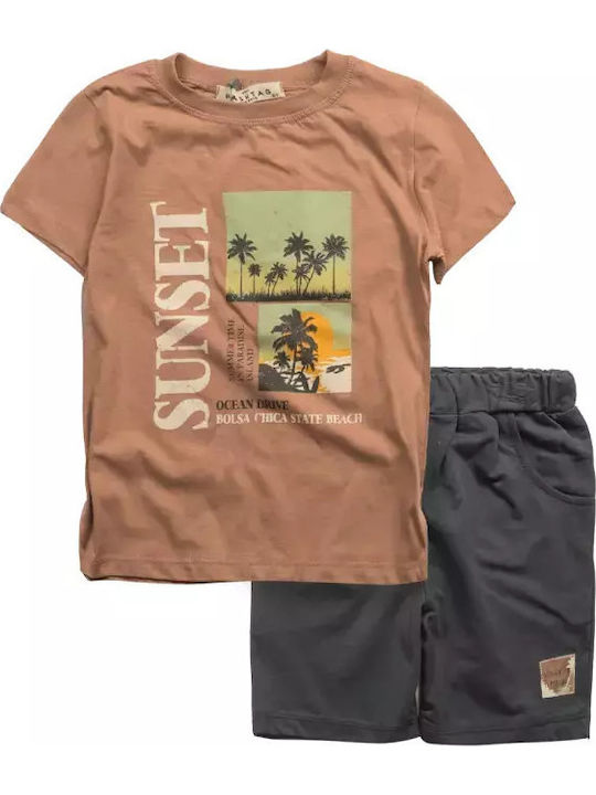 Kids' Set with Shorts Summer 2pcs Salmon