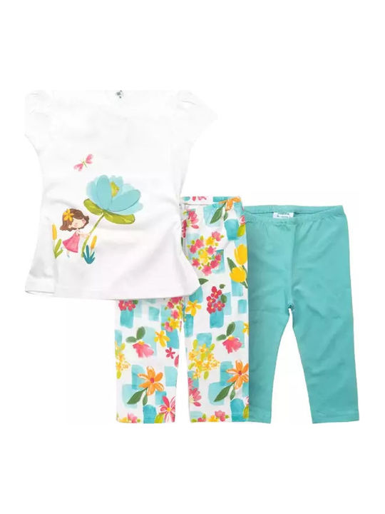 Kinder-Set mit Leggings Sommer 3Stück Blau