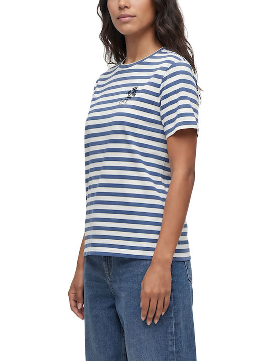 Women's Striped Yellow-White-Blue T-shirt