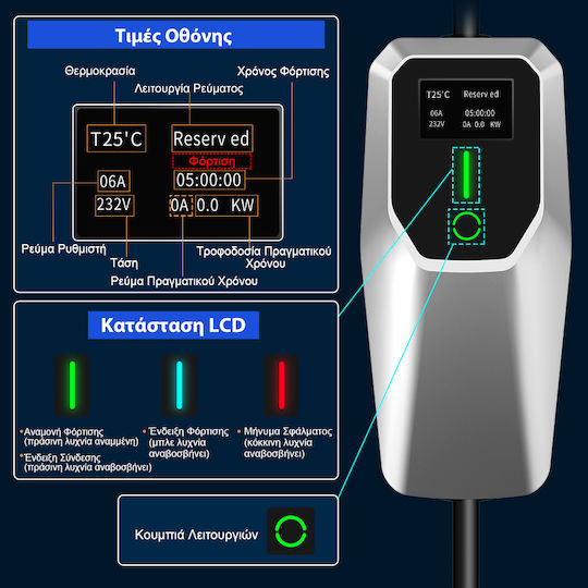 Junsun Tragbarer Einphasiger Elektroauto-Ladestation 3,5 kW mit Integriertem Kabel Typ 2