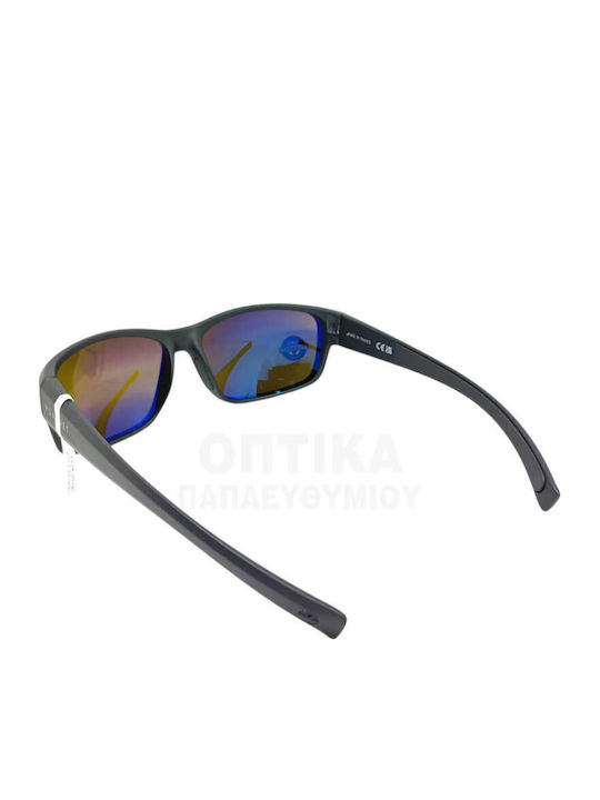 Racing Male Sunglasses With Black Horn-Rimmed Frame And Yellow Polarized Mirror Lens