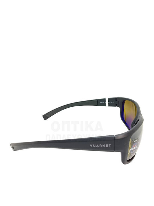 Racing Male Sunglasses With Black Horn-Rimmed Frame And Yellow Polarized Mirror Lens