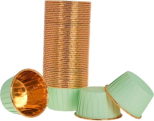 50pcs Mint Gold Muffin Cupcake Liners 50x40 Mm
