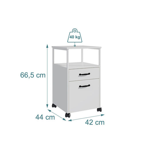 Relaxdays Dulap Mobil cu 2 Sertare Alb 66.5x44x42 Cm