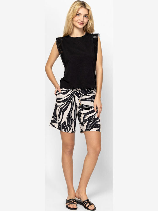 Damen Bluse Ärmellos Schwarz