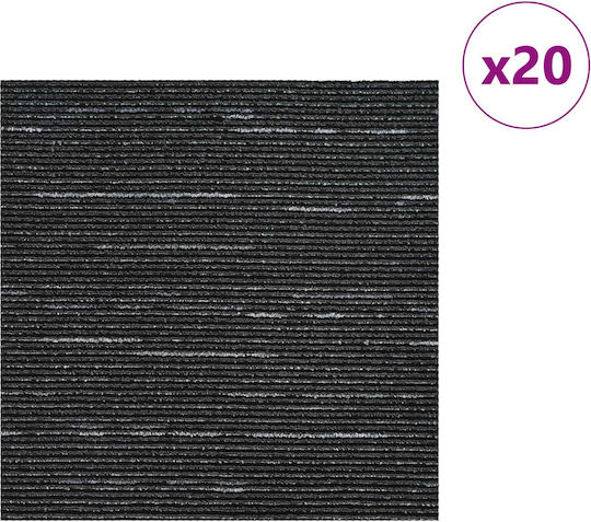 vidaXL Σετ Πλαστικό Δάπεδο με 20 Πλακάκια Μ50xΠ50εκ. Μαύρο