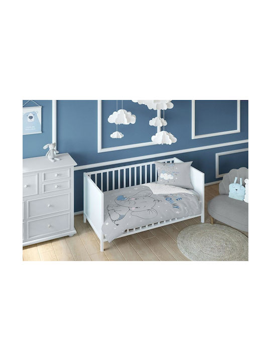 Detexpol Baby Bettbezüge Set mit Kissenbezug Blau Grau 90x120cm