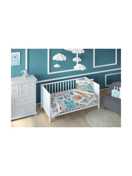 Detexpol Set Baby Duvet Cover with Pillowcase Gray White 90x120cm