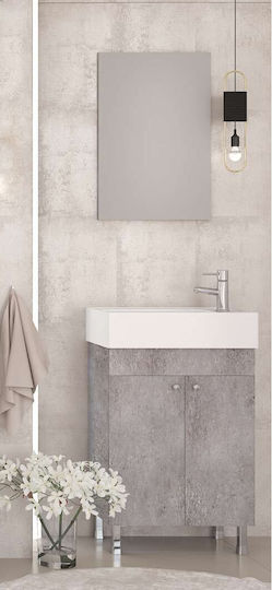 Drop Litos 50 Countertop with Sink & Mirror Glossy Lacquer L45xW24.5xH60cm Granite