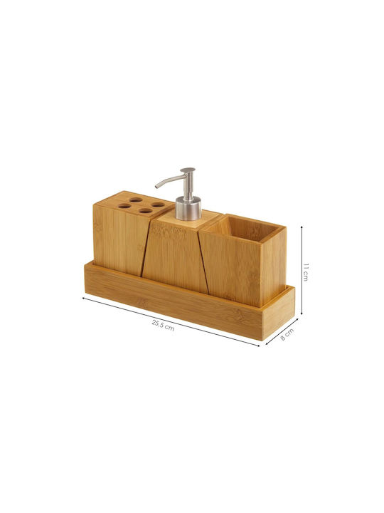 HowHomely Badezimmerzubehör-Set Bambus Beige 4 Stück HowHomely Badezimmerzubehör-Set Bambus Beige 4 Stück