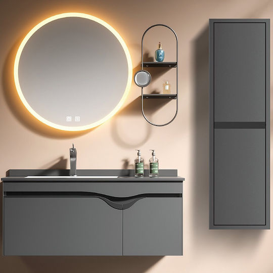 Martin Waschtisch mit Waschbecken & Spiegel mit Licht L100xB50xH40cm Anthracite