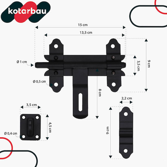 Kotarbau Zăvor Ușă Poartă Garaj Oțel Negru 150 Mm
