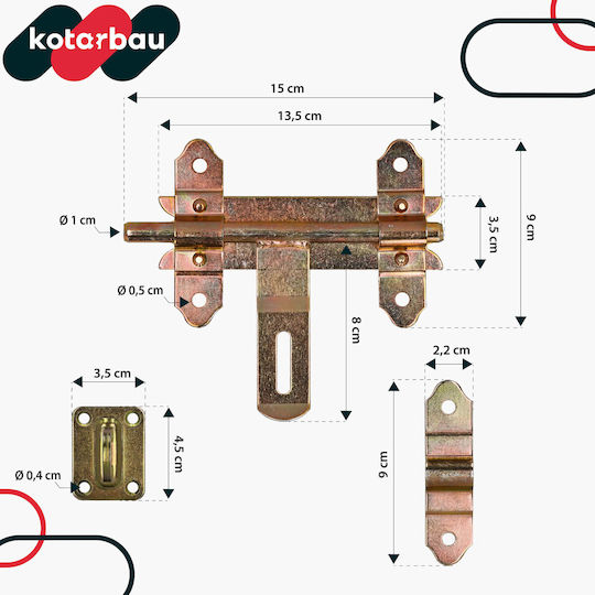 Kotarbau Zăvor Bolt pentru Poartă Garaj Încuietoare Ușă Poartă Oțel Galvanizat Auriu 150 Mm