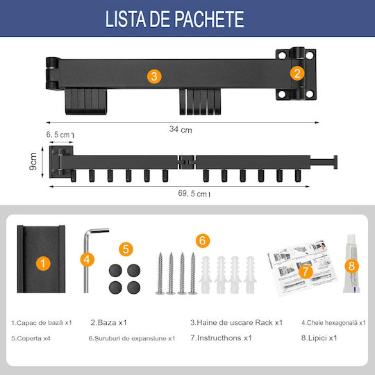 Uscătoare De Rufe Pliere De Perete 84cm