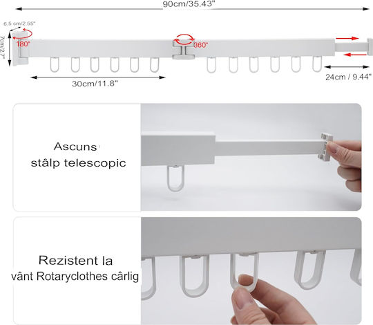 Uscătoare De Rufe Pliere De Perete 84cm