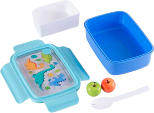 Dorosimo Plastic Kids' Food Container Dinosaurs 0.88 Litre Light Blue
