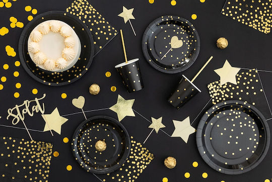 Black Napkins Gold Dots Party 33x33cm 10pcs