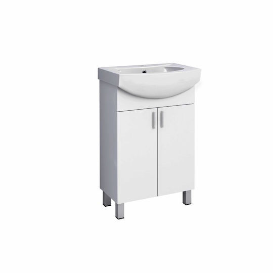 Inter Ceramic Πάγκος με Νιπτήρα Μ55xΒ42xΥ85cm Λευκό