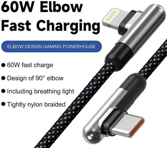 Lito Geflochtenes USB-C zu Lightning Kabel 30W Schwarzes 1m
