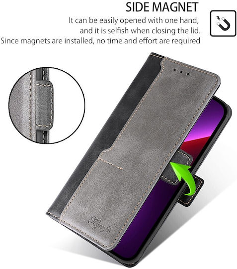 Tel1 Tcl 50 Se Contrast Color Side Buckle Book Case Black Grey