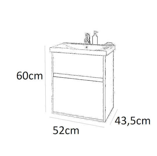 Drop Instinct 55 Waschtisch ohne Waschbecken L52xB43.5xH60cm Smoked Oak