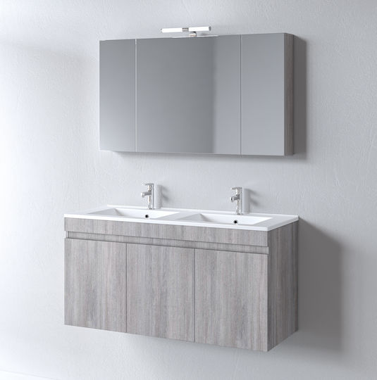 Martin Omega 120 Πάγκος με Νιπτήρα & Καθρέπτη Μ120xΒ46xΥ57cm Grey Oak