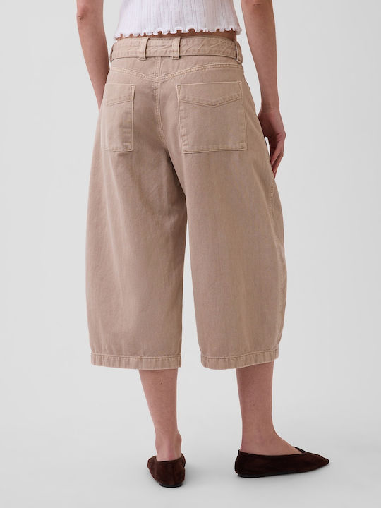 Women's Fabric Capri Trousers Wicker Tan