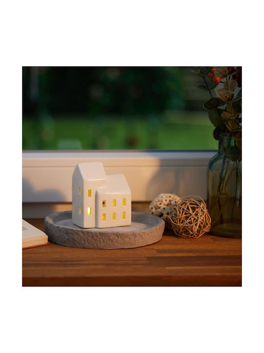 Relaxdays Süßes Porzellan Haus Fenster Weiß 9,5x6x7,5 cm