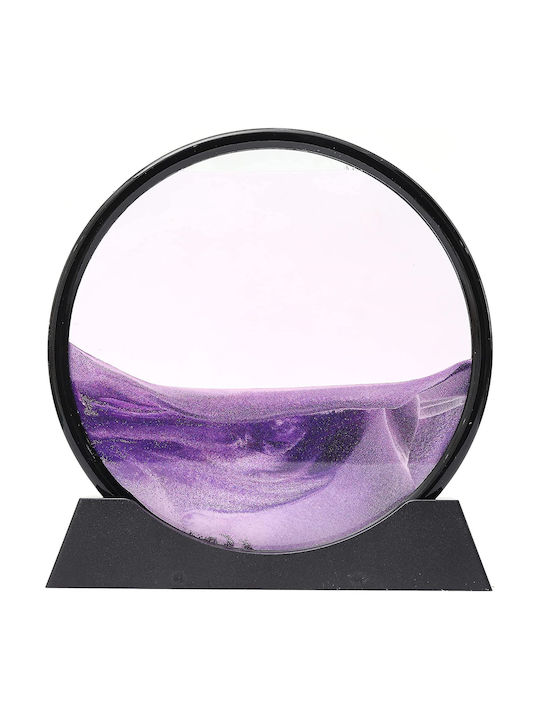 Decor Pentru Masă Tip Clepsidră Arvada Minimaluxe Sticlă Nisip 3D 18x19.5 Cm Mov Negru