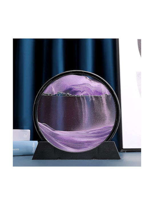 Decor Pentru Masă Tip Clepsidră Arvada Minimaluxe Sticlă Nisip 3D 18x19.5 Cm Mov Negru