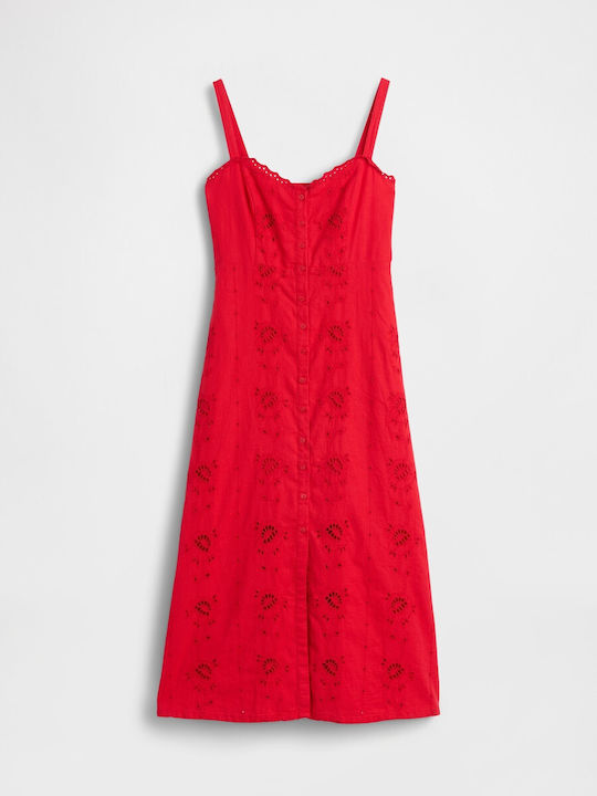 Sommer Midi Hemdkleid Rot Stern