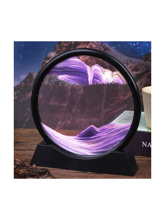 Decor Pentru Masă Tip Clepsidră Arvada Minimaluxe Sticlă Nisip 3D 18x19.5 Cm Mov Negru