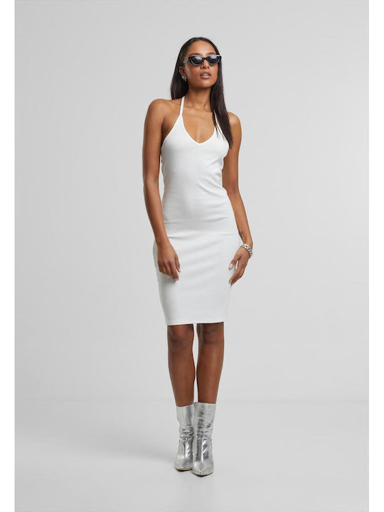 Ladies Summer Midi Evening Dress Off-White