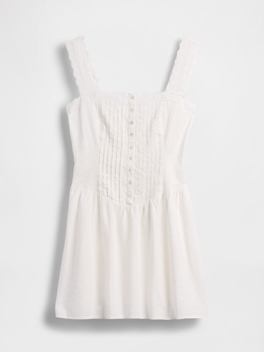 Sommer Mini Hemdkleid Off-White