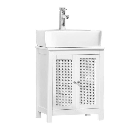 SoBuy Waschtisch mit Waschbecken L33xB33xH60cm Weiß