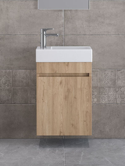 Furnibath Πάγκος με Νιπτήρα Μ45xΒ60xΥ26cm Walnut