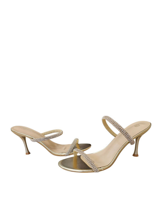 Damen Sandalen mit Strass Gold