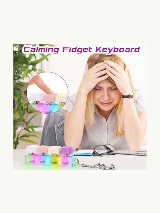 Keyboard Button Design Fidget Stress Relief Keychain Led Light 4 Buttons 2 Τμχ