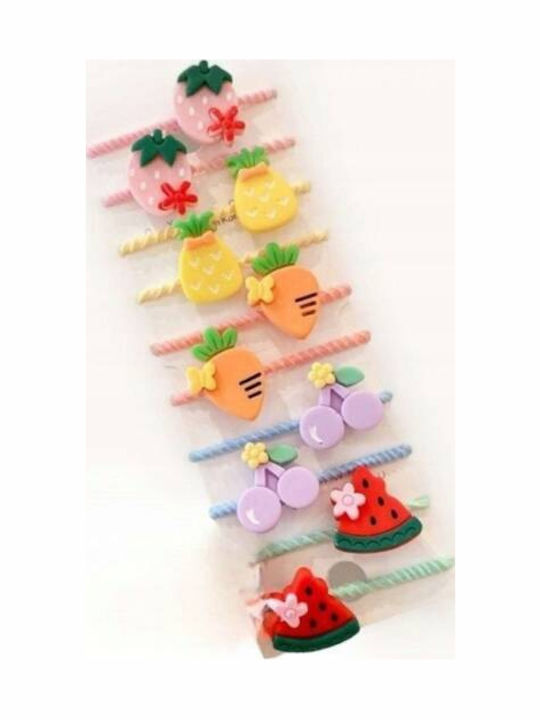 Ecarla Set Matte Fruit Vegetable Hair Scrunchies Gum150 10pcs