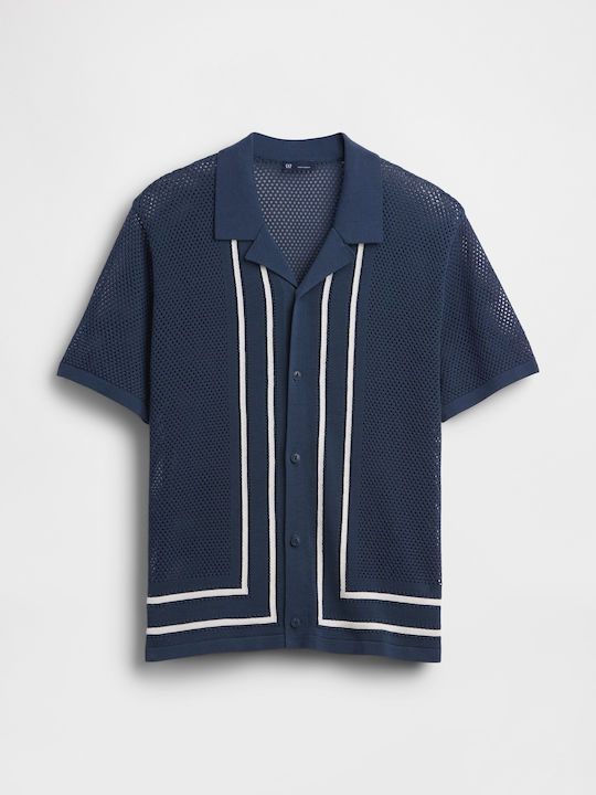 Κοντομάνικο Βαμβακερό Πουκάμισο Ριγέ Vintage Navy Blue