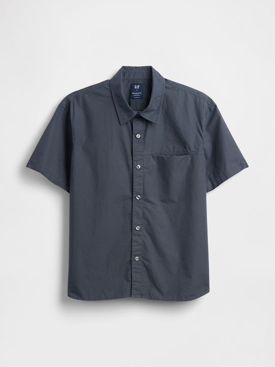 Short Sleeve Cotton Shirt Deep Sailor Blue