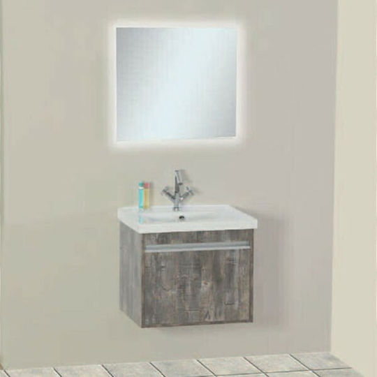Pro Bagno Nicias 933 Countertop with Sink & Mirror with Light L65xW45xH57cm Brown