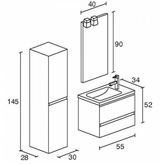 Pro Bagno Έρση 913B Πάγκος με Νιπτήρα & Καθρέπτη με Φως Γυαλιστερή Λάκα Μ55xΒ34xΥ52cm Πορτοκαλί Pro Bagno Έρση 913B Πάγκος με Νιπτήρα & Καθρέπτη με Φως Γυαλιστερή Λάκα Μ55xΒ34xΥ52cm Πορτοκαλί