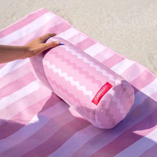 Fabric Pink Inflatable Beach Pillow 36*16*16 Cm Brisda Flamingueo