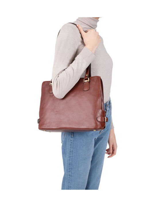 Leather Women's Satchel Bag Tabac Brown