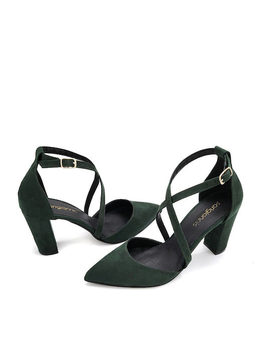 Suede Heels with Strap Green