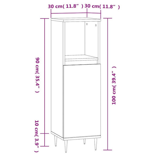 vidaXL Waschtisch ohne Waschbecken L30xB30xH100cm Schwarz